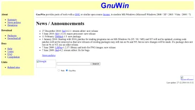 Screenshot of Gnuwin32.sourceforge.net