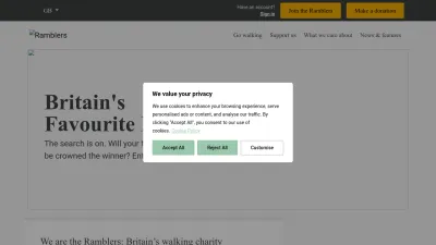 Screenshot of Ramblers.org.uk