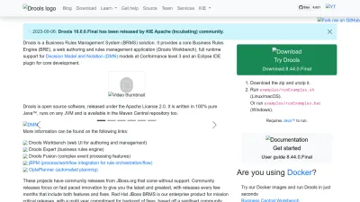 Screenshot preview of drools.org