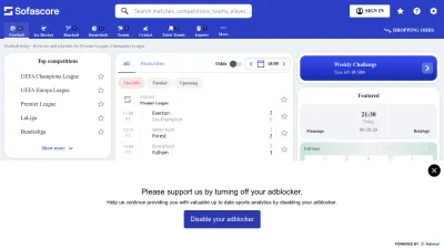 Screenshot of Sofascore.com