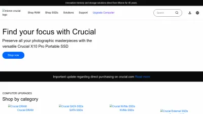 Screenshot of Crucial.com