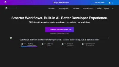 Screenshot of Gitkraken.com