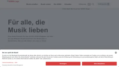 Screenshot of Gema.de