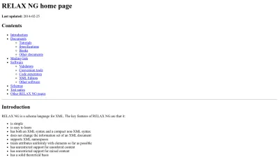 Screenshot of Relaxng.org