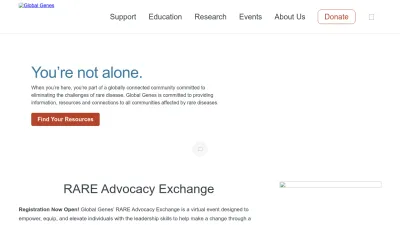 Screenshot of Globalgenes.org