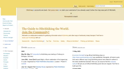 Screenshot of Hitchwiki.org