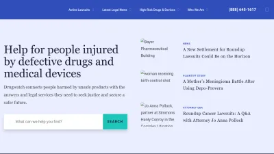 Screenshot of Drugwatch.com