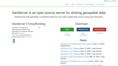Screenshot of Geoserver.org