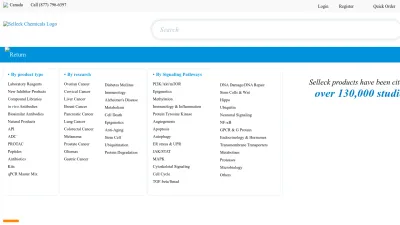Screenshot of Selleckchem.com
