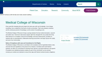 Screenshot of Mcw.edu