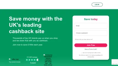 Screenshot preview of topcashback.co.uk