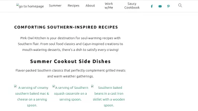 Screenshot preview of pinkowlkitchen.com