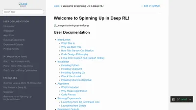 Screenshot of Spinningup.openai.com