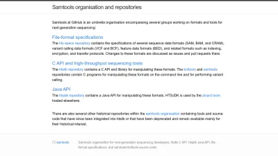 Screenshot of Samtools.github.io