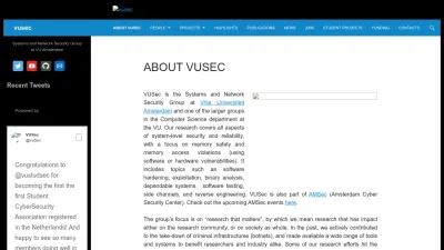 Screenshot of Vusec.net