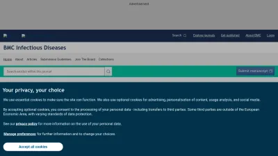 Screenshot of Bmcinfectdis.biomedcentral.com