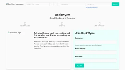 Screenshot of Bookwyrm.social