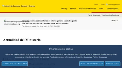 Screenshot of Mineco.gob.es