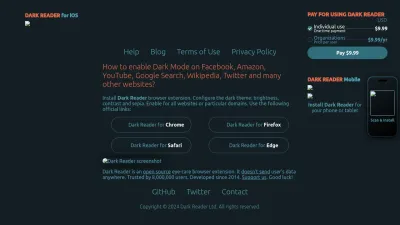 Screenshot of Darkreader.org