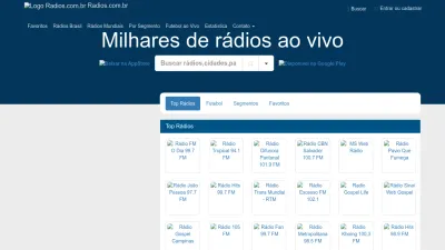 Screenshot preview of radios.com.br