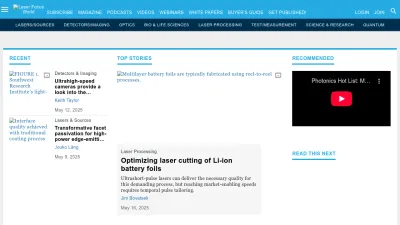 Screenshot of Laserfocusworld.com