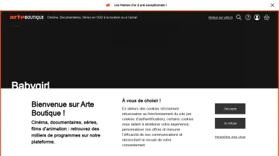 Screenshot of Boutique.arte.tv