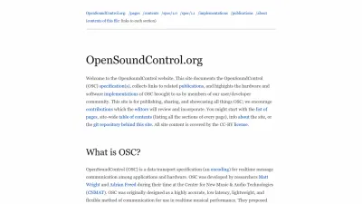 Screenshot of Opensoundcontrol.org