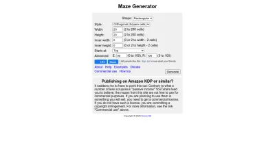 Screenshot of Mazegenerator.net