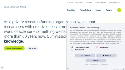 Screenshot preview of volkswagenstiftung.de