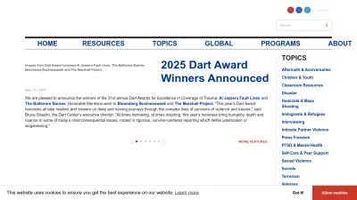 Screenshot of Dartcenter.org