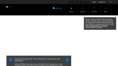 Screenshot of Appel.nasa.gov