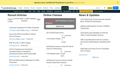 Screenshot of Caclubindia.com