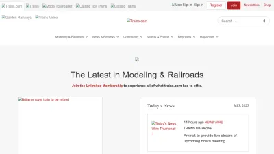 Screenshot preview of trains.com