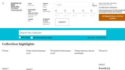 Screenshot of Collections.tepapa.govt.nz