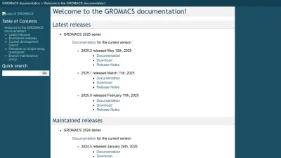 Screenshot of Manual.gromacs.org