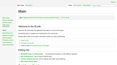 Screenshot preview of wiki.qt.io