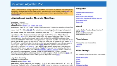 Screenshot of Quantumalgorithmzoo.org