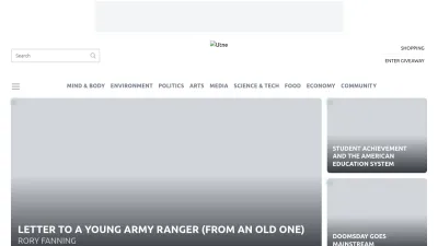 Screenshot of Utne.com