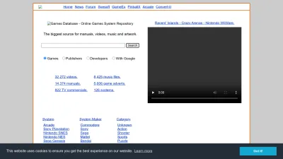 Screenshot of Gamesdatabase.org