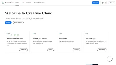 Screenshot of Creativecloud.adobe.com