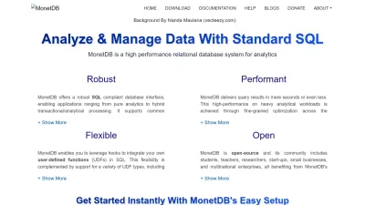 Screenshot of Monetdb.org
