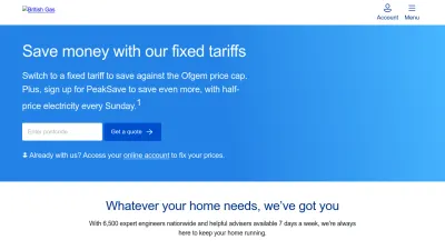 Screenshot of Britishgas.co.uk
