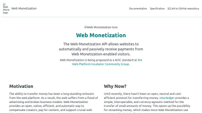 Screenshot of Webmonetization.org