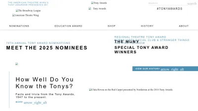 Screenshot of Tonyawards.com