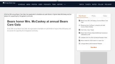 Screenshot of Chicagobears.com