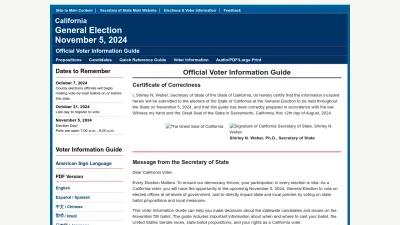 Screenshot of Voterguide.sos.ca.gov