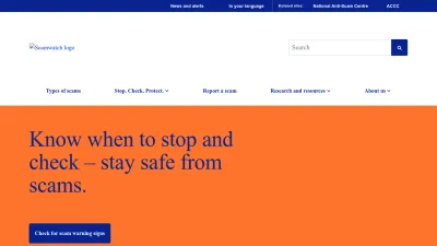 Screenshot of Scamwatch.gov.au