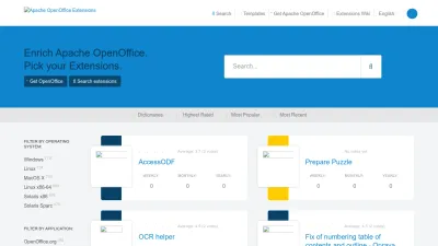 Screenshot preview of extensions.openoffice.org
