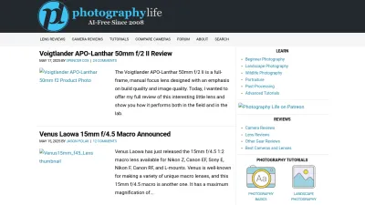 Screenshot of Photographylife.com