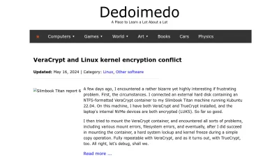 Screenshot of Dedoimedo.com